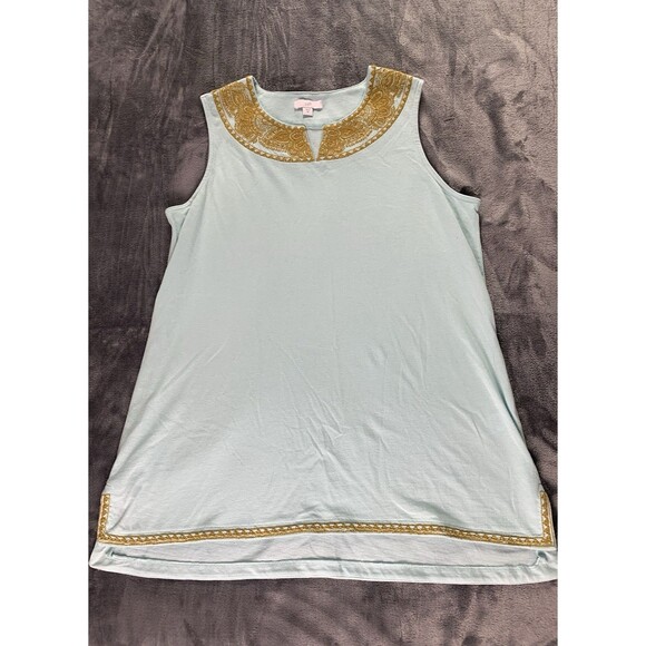 J. Jill Tank Top Women's Size XS Mint Green Gold Embroidered Sleeveless Boho - Picture 3 of 14
